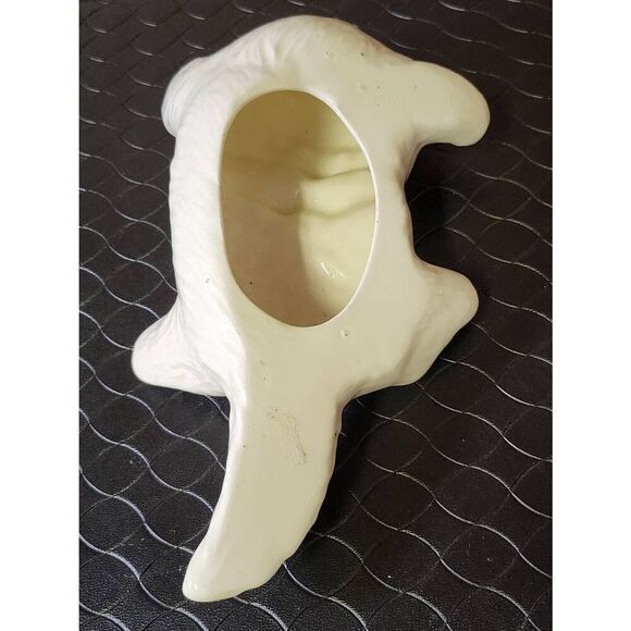 Vintage White Fluffy Ceramic Cat Figurine Laying Down with Belly Up - Picture 5 of 10